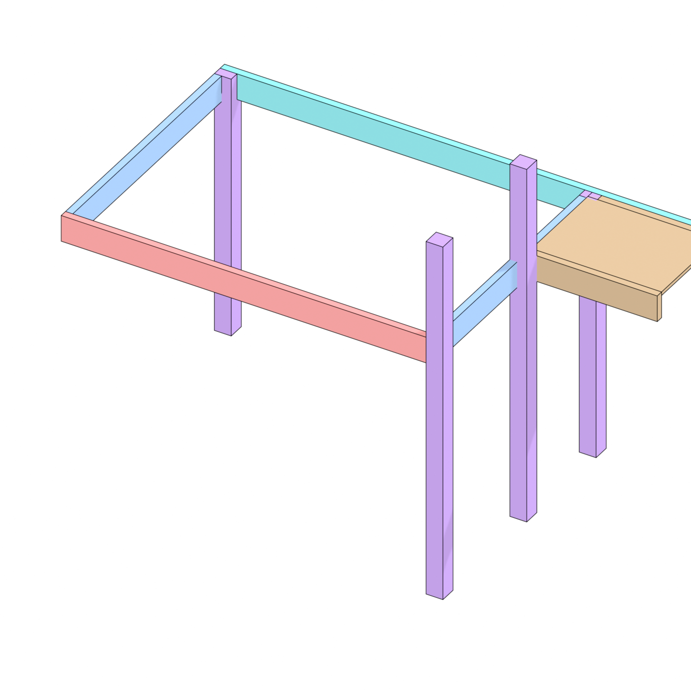 Step 1 — loft frame (no deck yet).